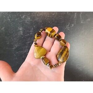 Tiger's Eye Beaded Stretchy Bracelet Vintage READ Description